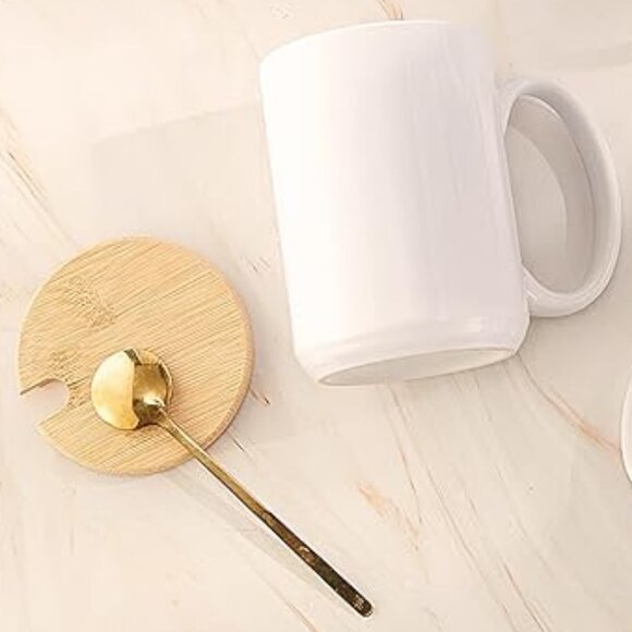 Custom Name Large Latte Mug with Lid and Latte Spoon, Sunflowers - Picture 2 of 3